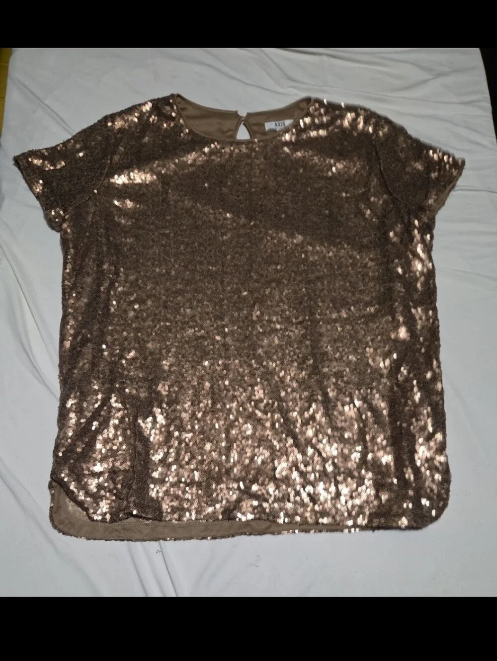 Axis women's large gold shimmer short sleeve blouse #30